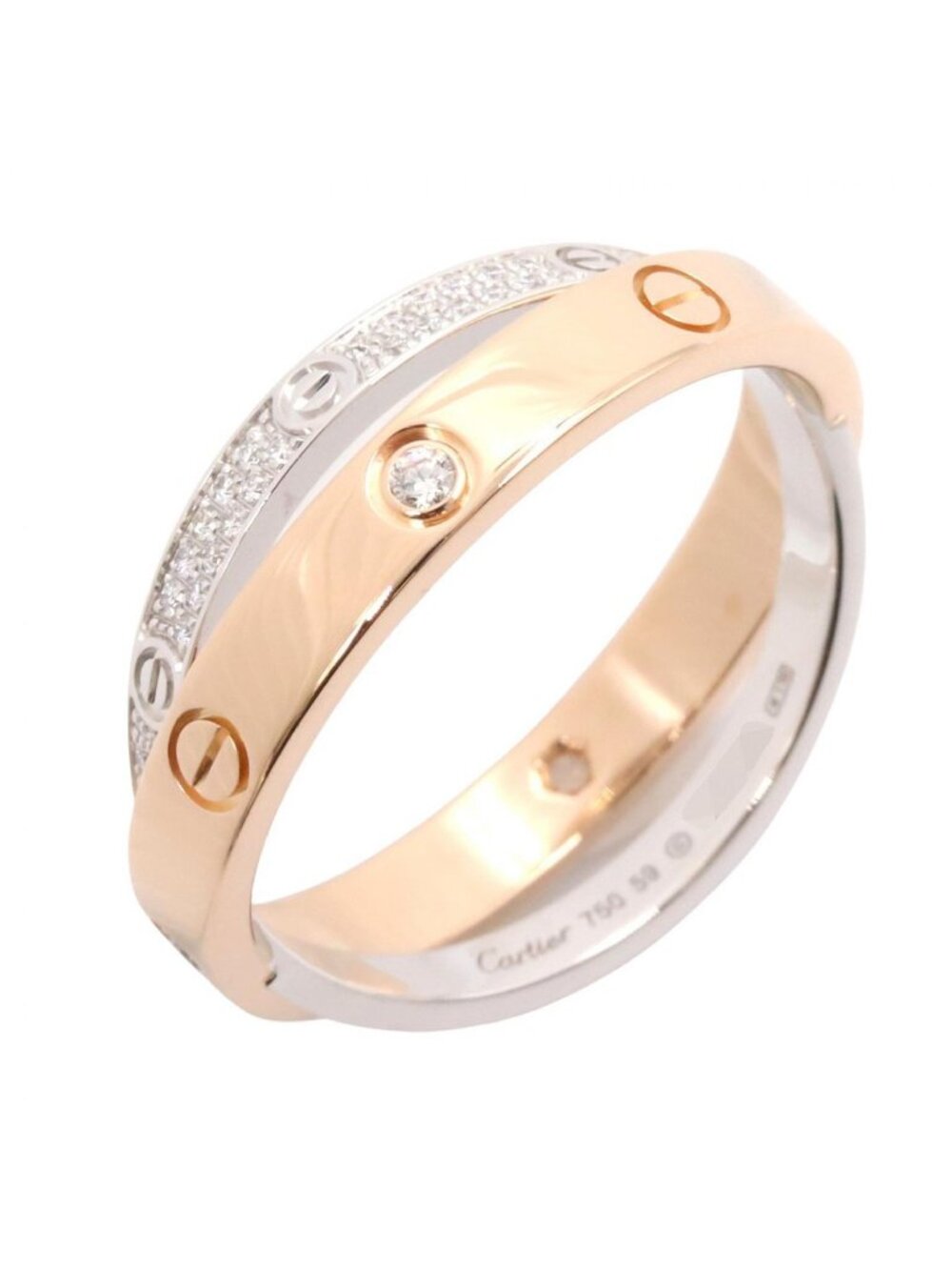 Cartier Ring Be Love Diamond 18k Pink Gold 18k White